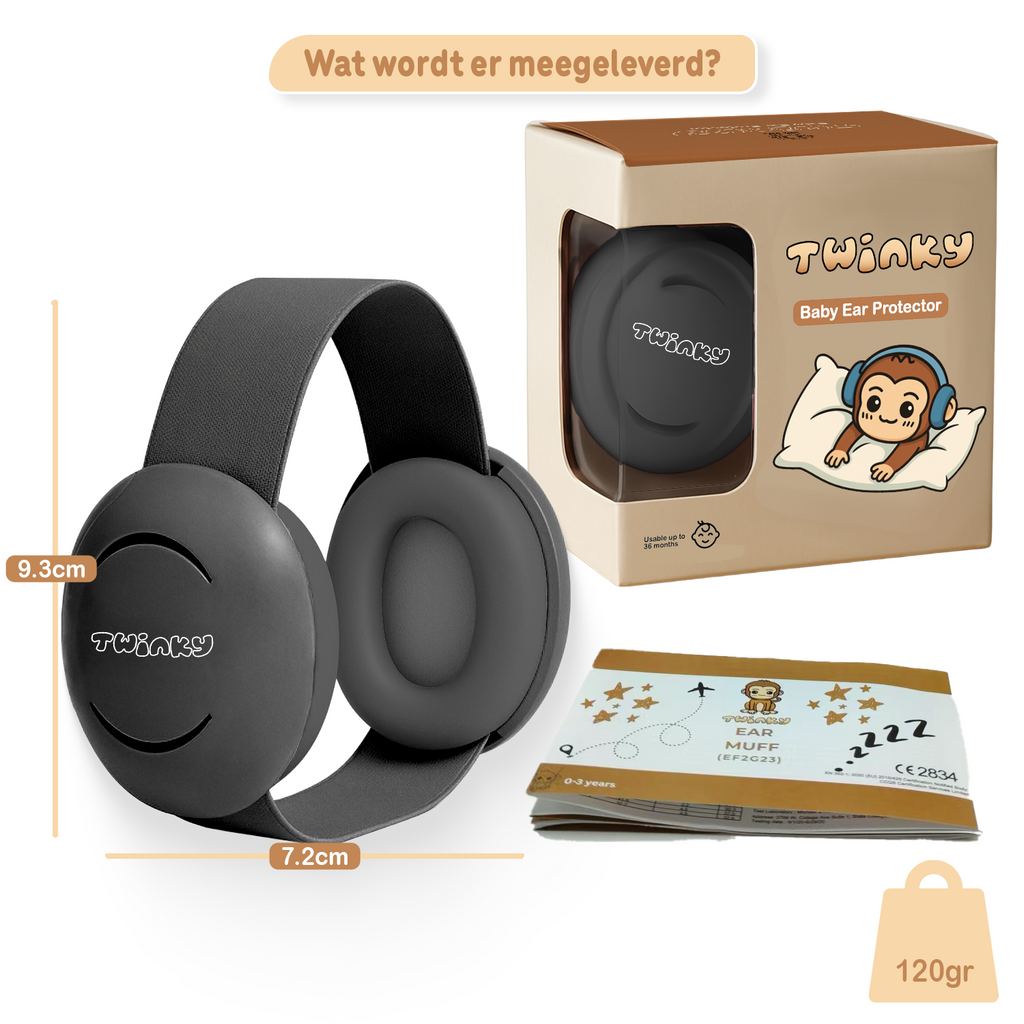 Twinky Baby Muffy's - Gehoorbescherming voor Baby en Peuter - Zwart