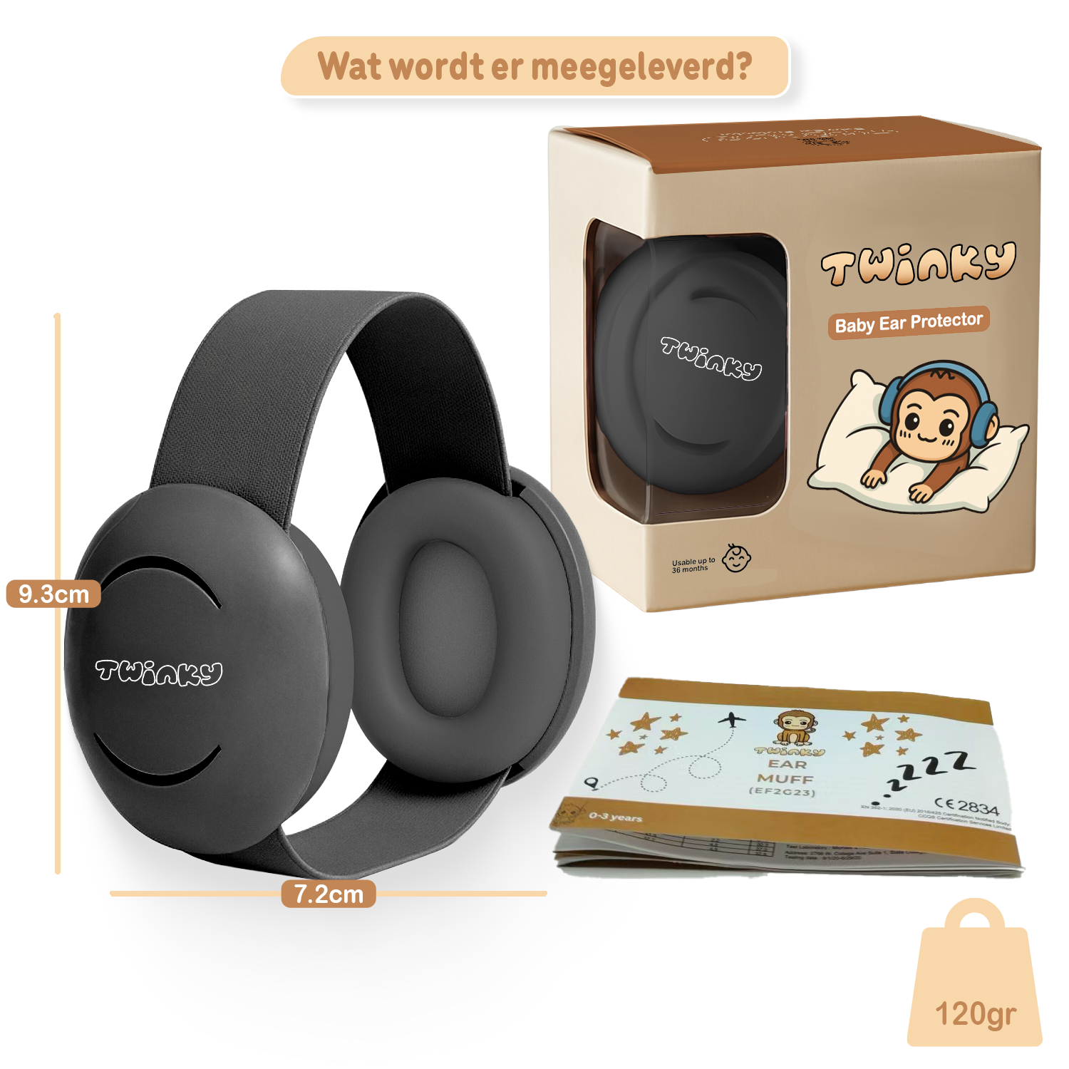 Twinky Baby Muffy's - Gehoorbescherming voor Baby en Peuter - Zwart