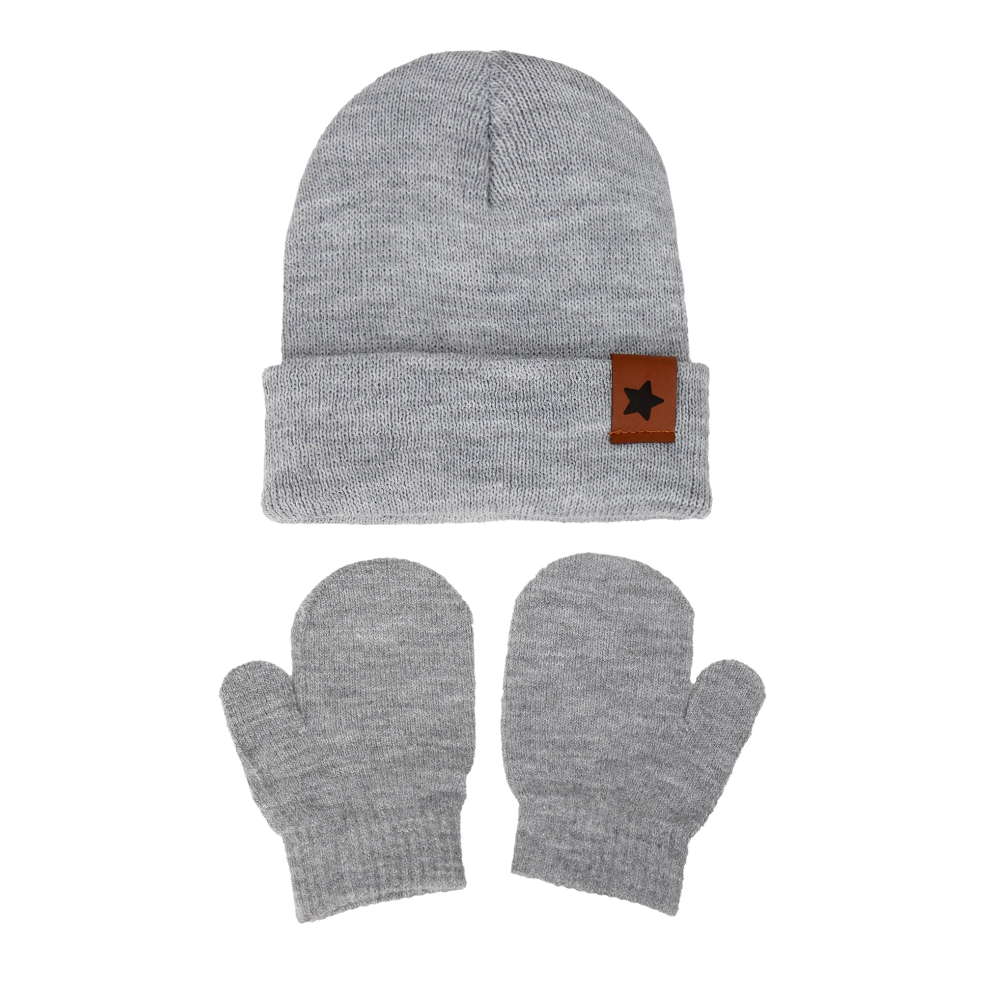 Effen kleur warme gebreide mutsen met handschoen sets 3-8 Jaar