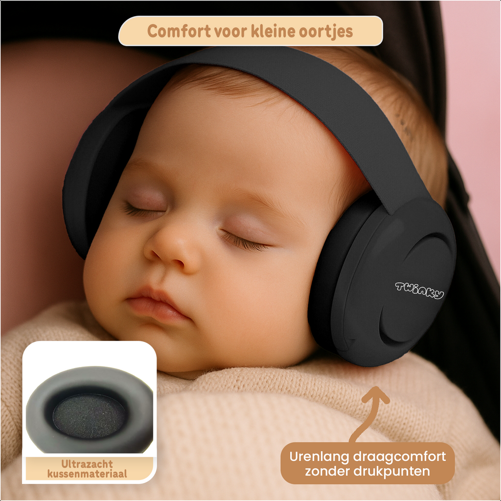 Twinky Baby Muffy's - Gehoorbescherming voor Baby en Peuter - Zwart